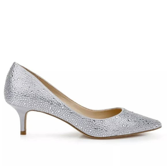 Jewel by Badgley Mischka Frenchie Evening Pumps Silver 9 - Picture 2 of 8